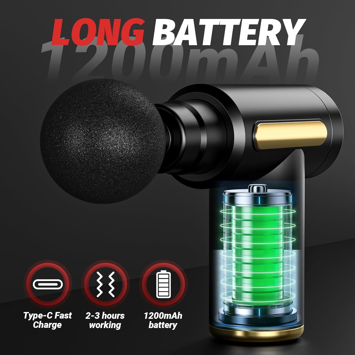 Handheld Portable Muscle Massager Tool for Full Body Pain Relief, Ideal Gifts for Men, Women(Black)