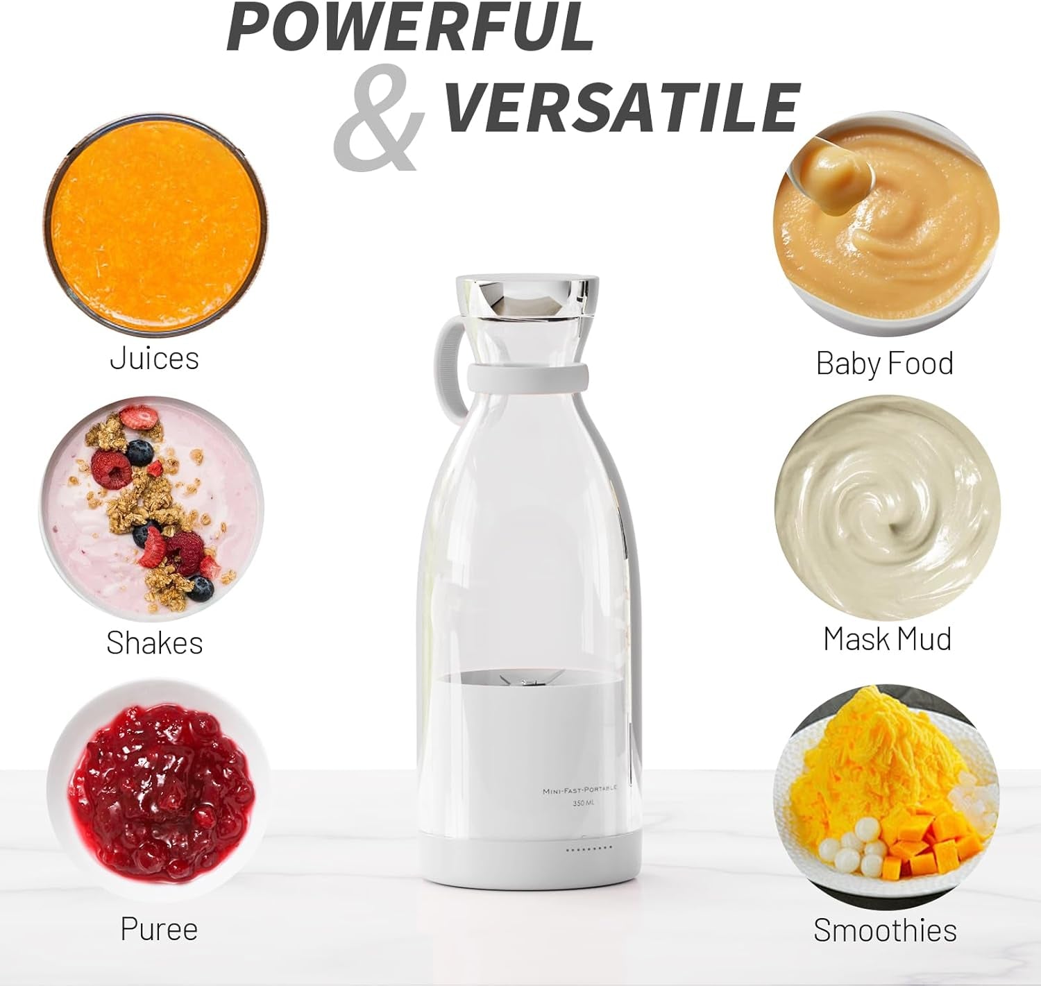 Portable Blender for Shakes and Smoothies with 11.83 Oz Travel Cup and Lid,