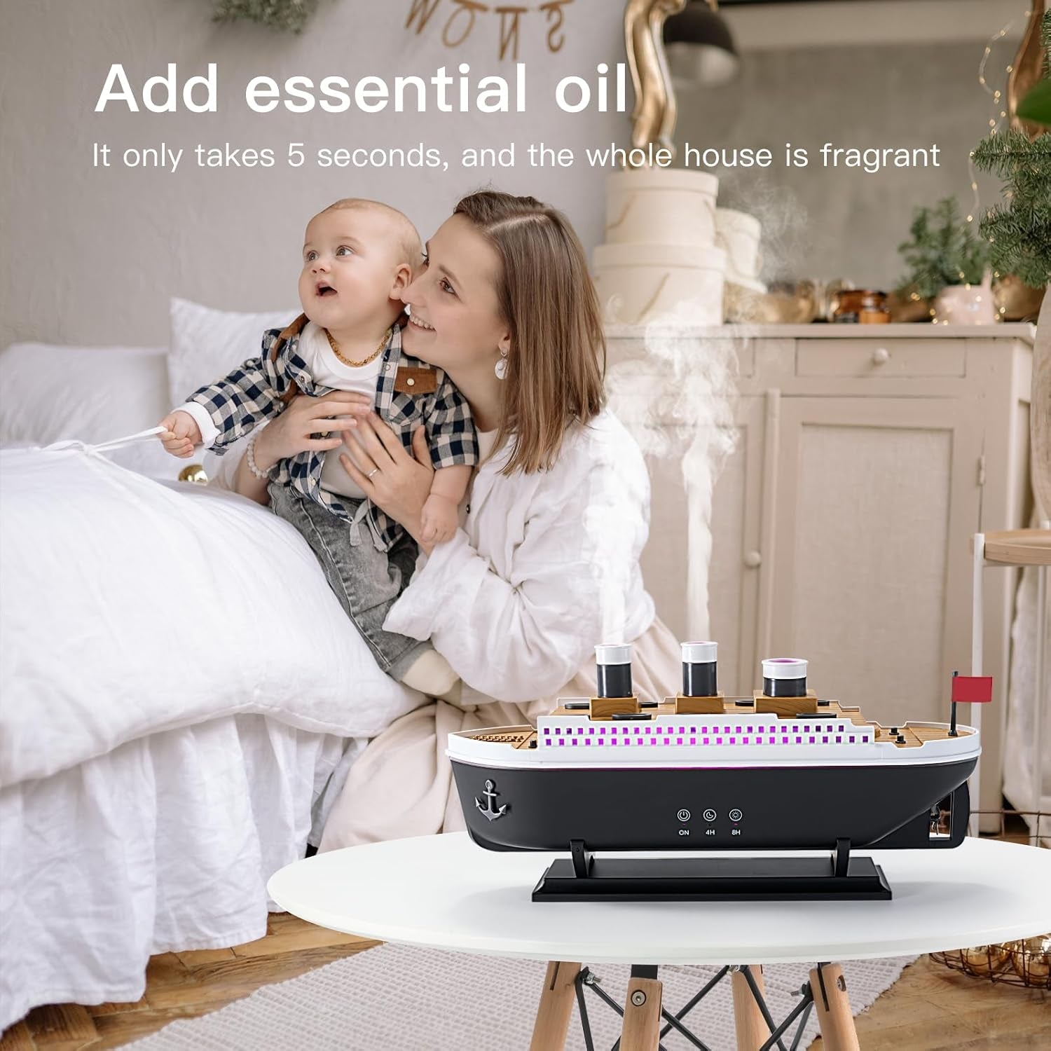 Titanic Essential Oil Diffuser Cool Mist Ultrasonic Aroma Aromatherapy Humidifier (Black White)