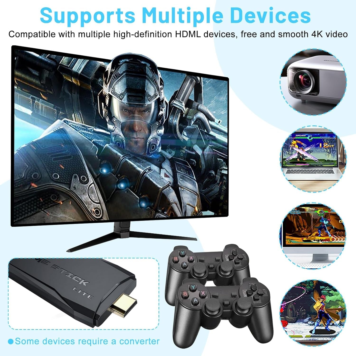 M8 PRO Wireless Game Console - Retro Gaming Consoles with Built in Classic Games, 9 Classic Emulators