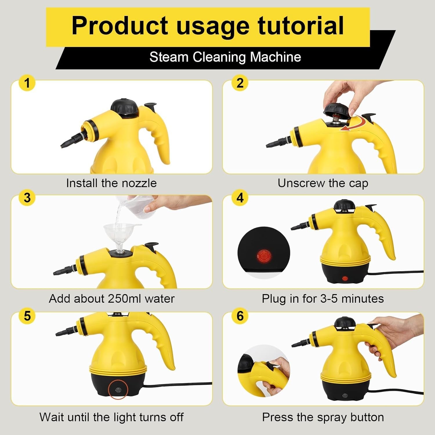 Handheld Steam Cleaner for Home, Powerful Pressurized Steam Cleaner Natural Steamer for Cleaning Car