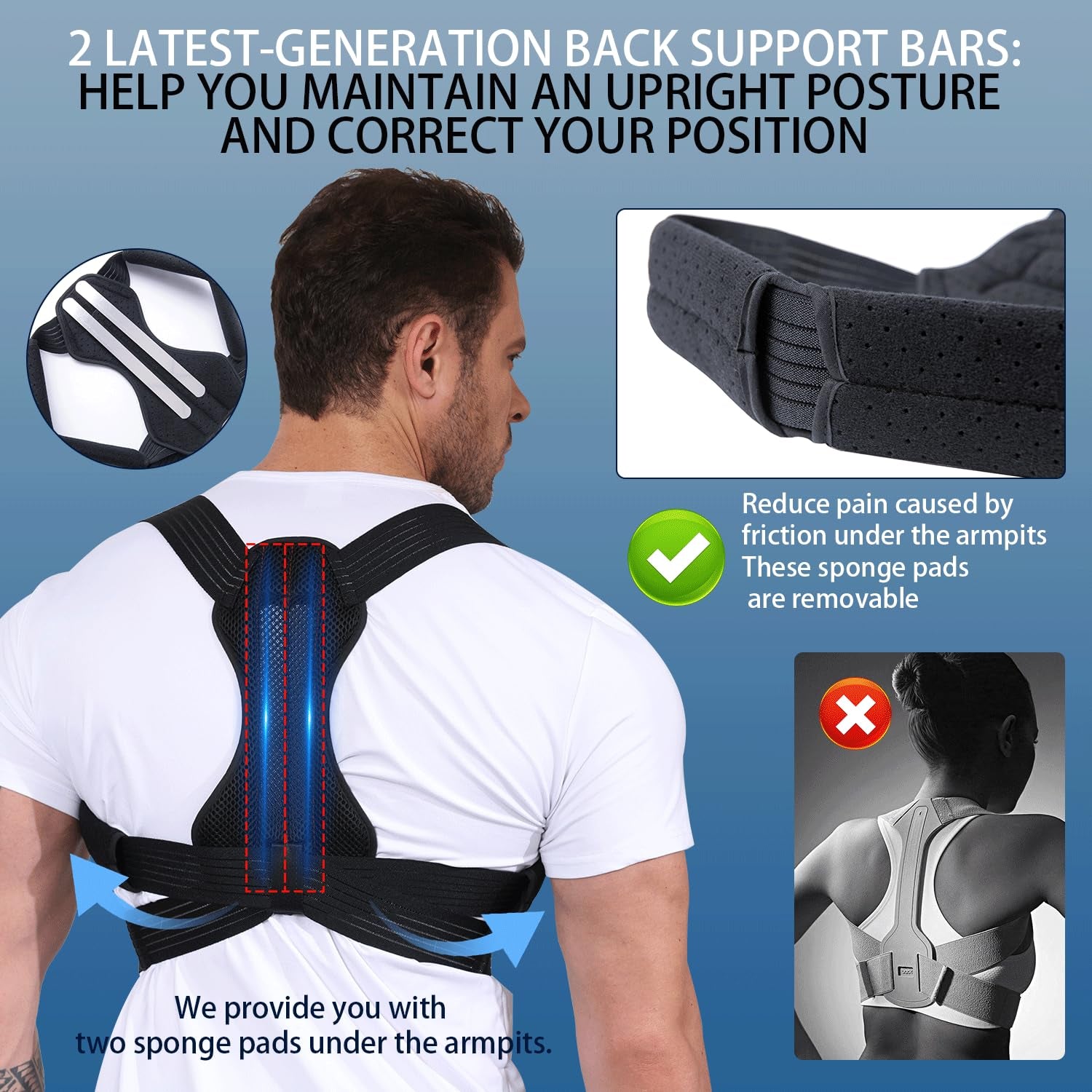 Posture Corrector for Men and Women, Adjustable Back Brace for Back, Neck and Shoulder Pain Relief