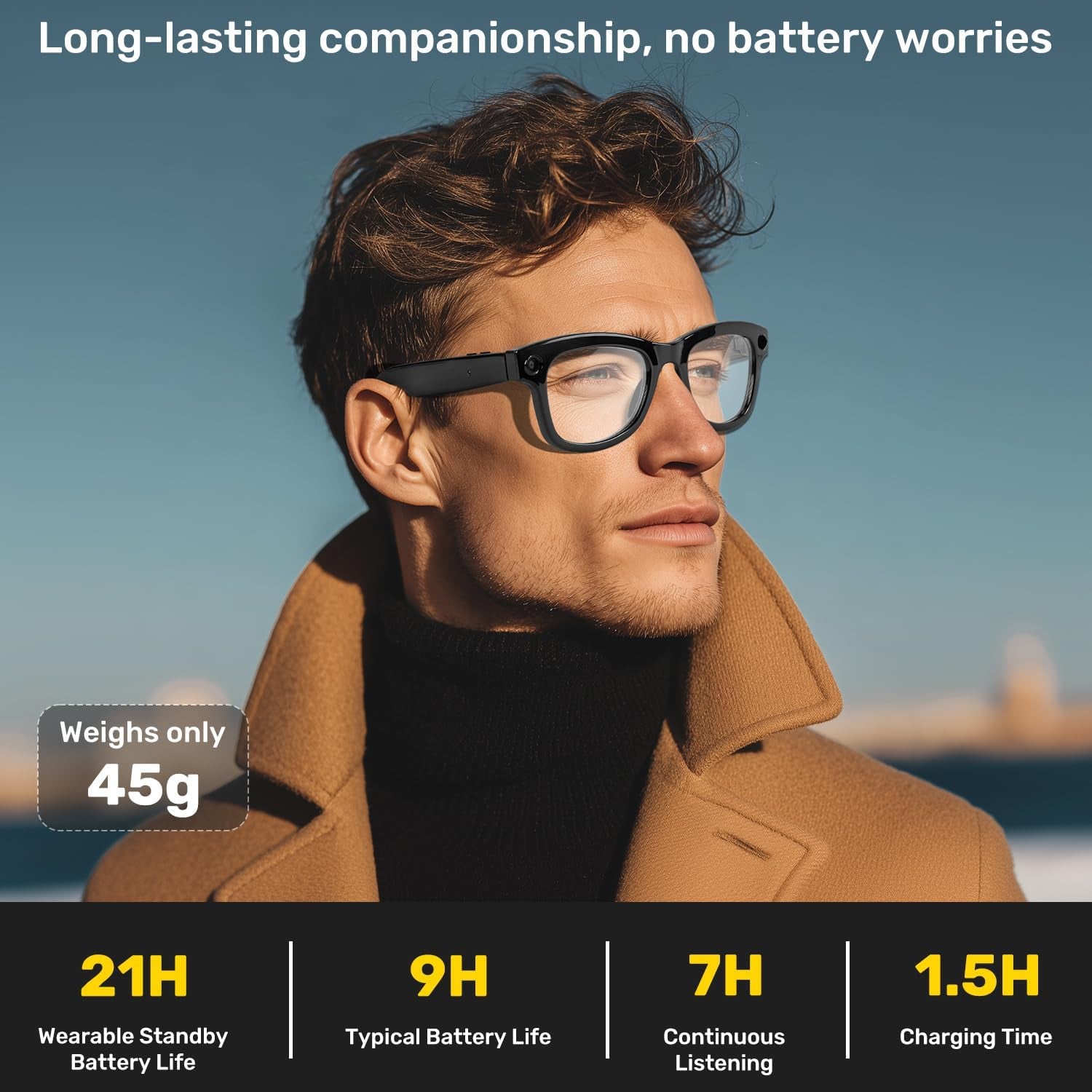 AI Smart Glasses with Camera 2000W AI Real-Time Translation, Bluetooth Audio – Smart Glasses with Camera, ( M01 Pro)