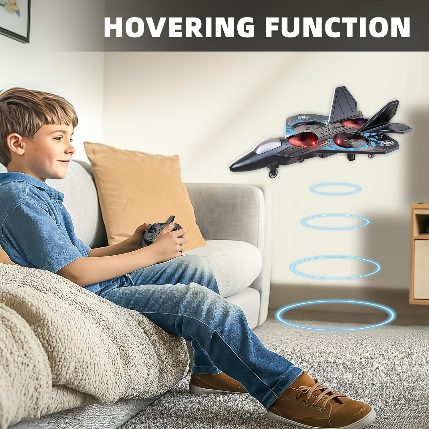 Foam Remote Control Airplane for Kids 8-12, 2.4 Ghz RC Plane with Colorful Lights, 360° Flips & Stunt Roll, 