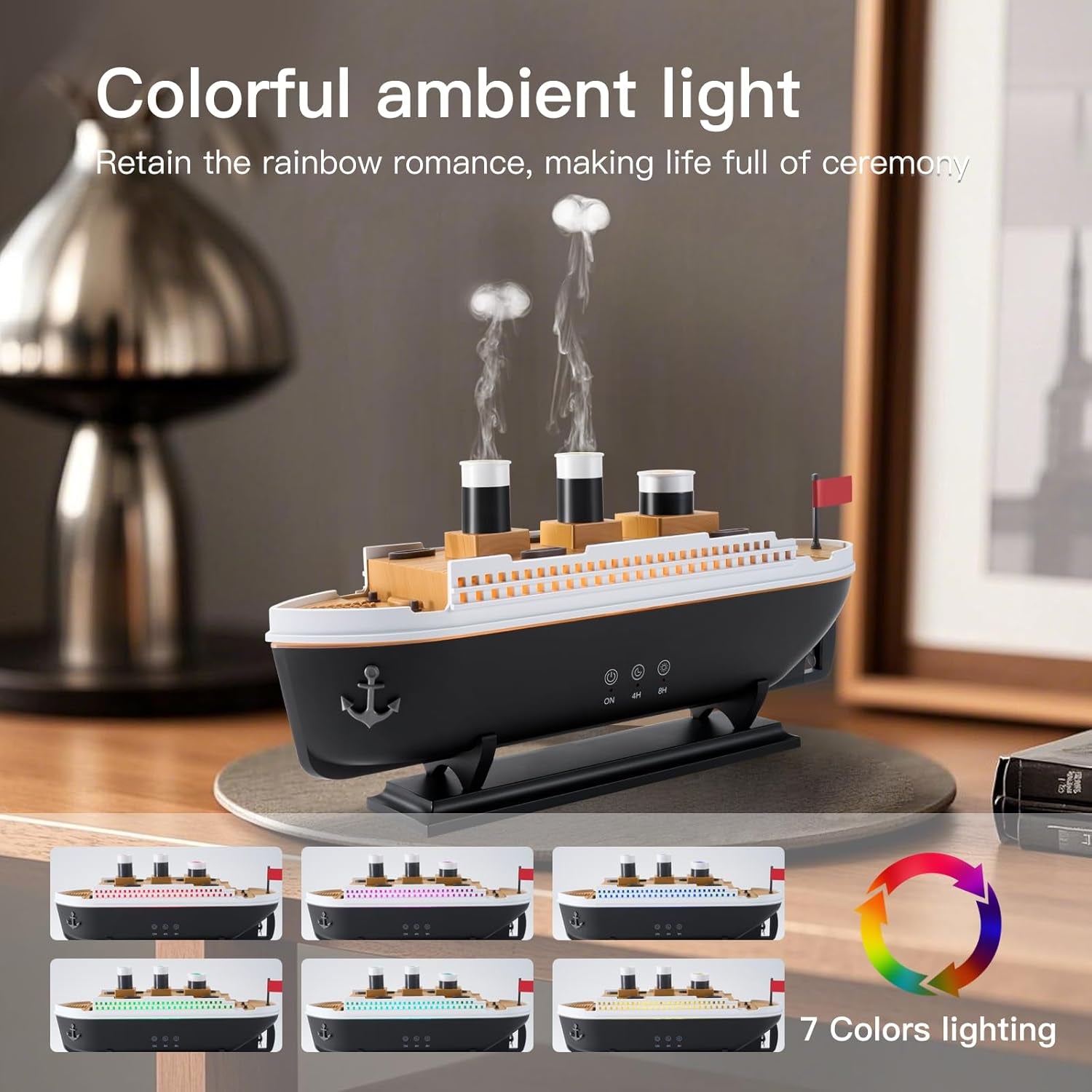 Titanic Essential Oil Diffuser Cool Mist Ultrasonic Aroma Aromatherapy Humidifier (Black White)