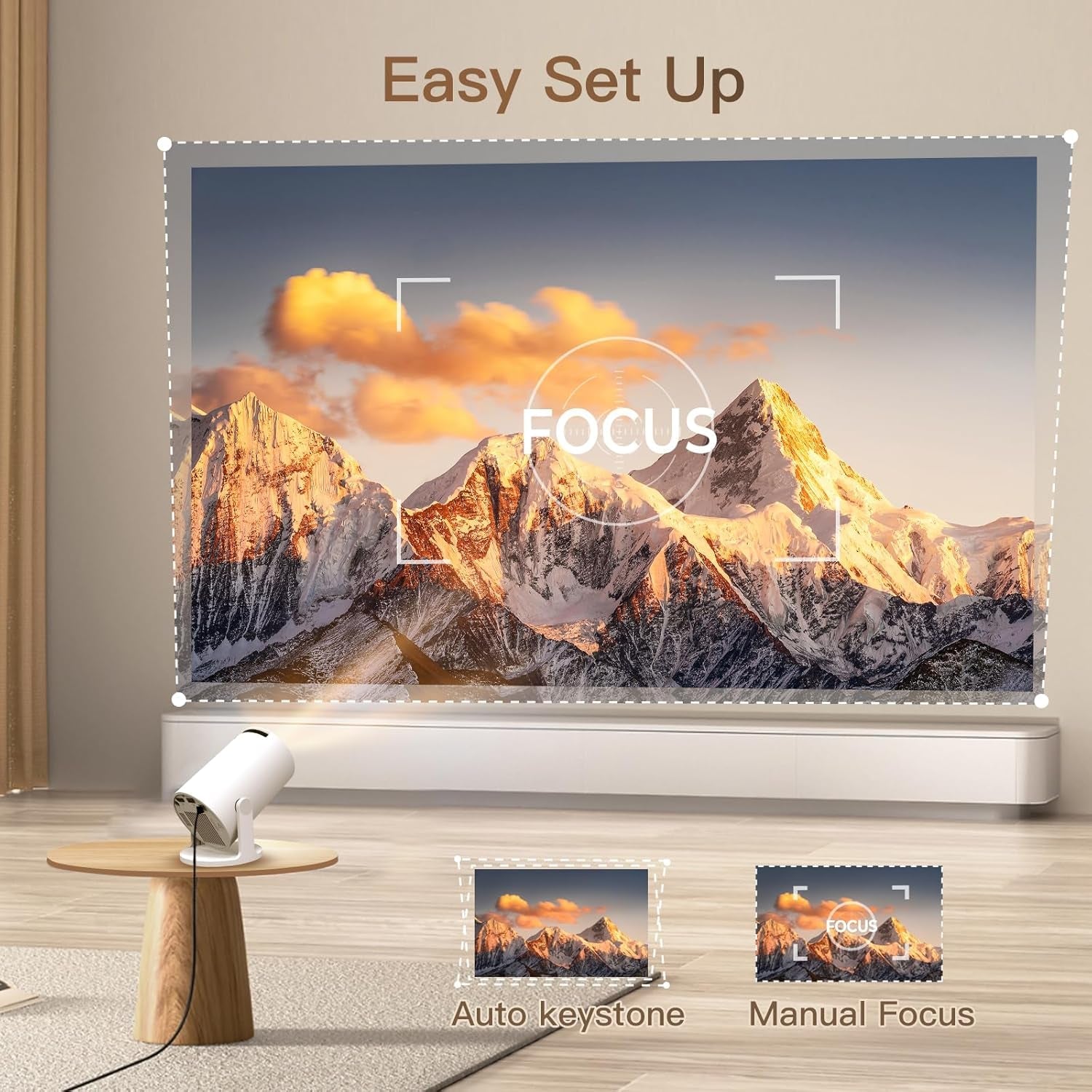 Built-In Apps & 2025 Upgraded Smart Projector with Wi-Fi 6 & Bluetooth 5.4, 1080P 4K Support Full HD