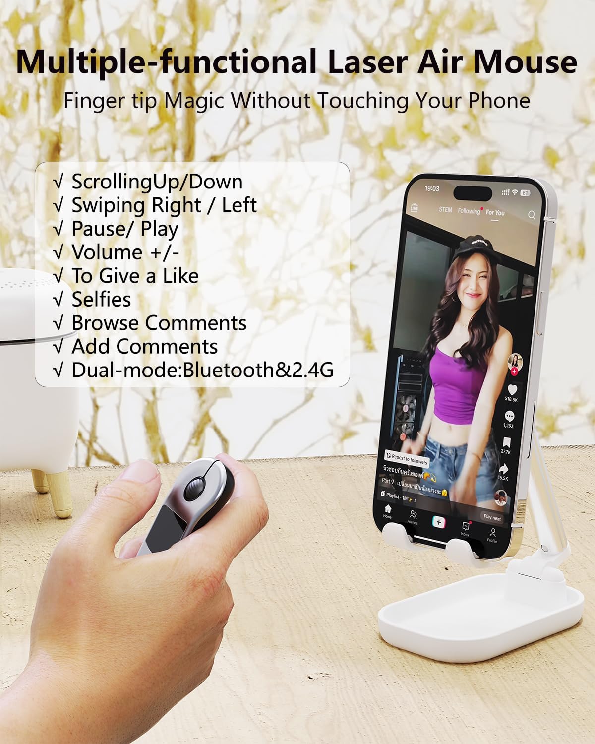 D13 Pro Rechargeable Multi-Functional Air Laser Mouse for Pc/Ios/Android with Touchpad Wireless Presentation 