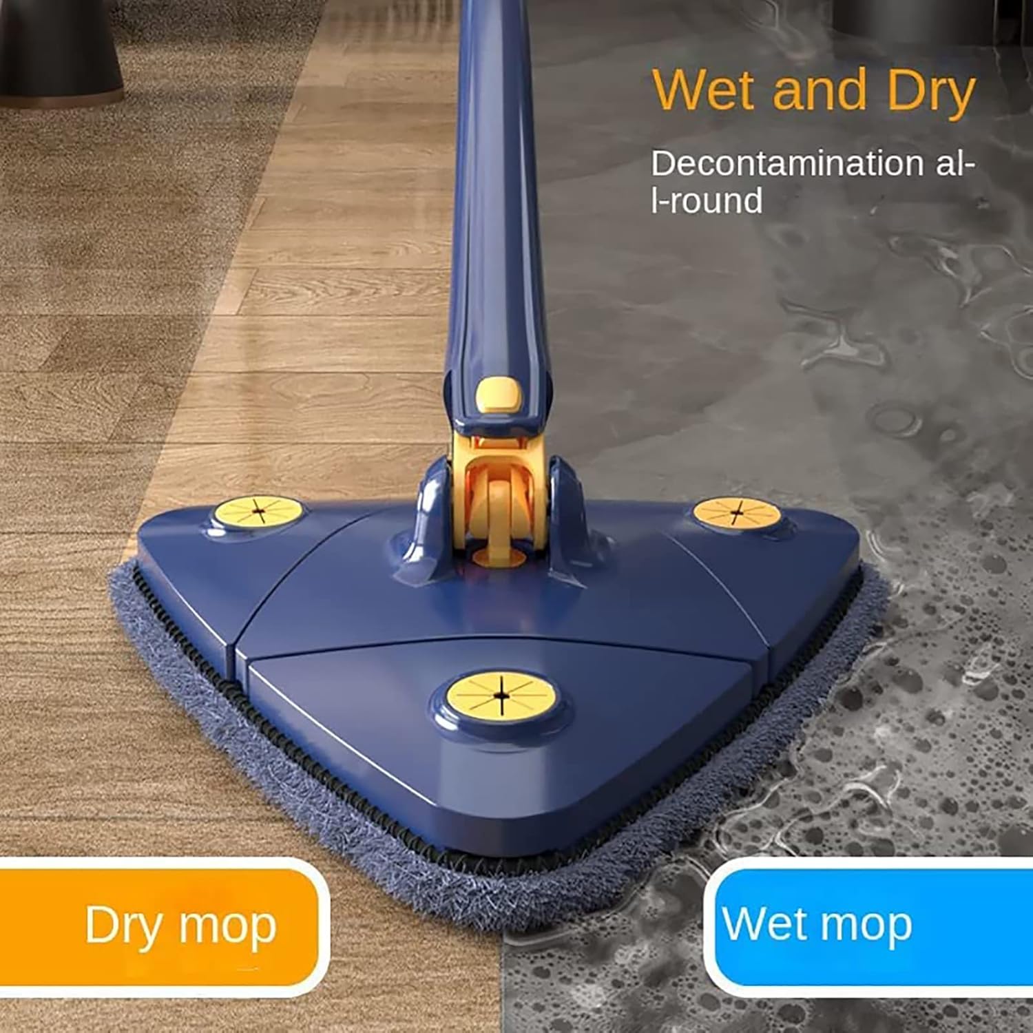 🧹 360° Rotatable Triangle Mop – Adjustable, Multifunctional Self-Wringing Floor Cleaning Tool