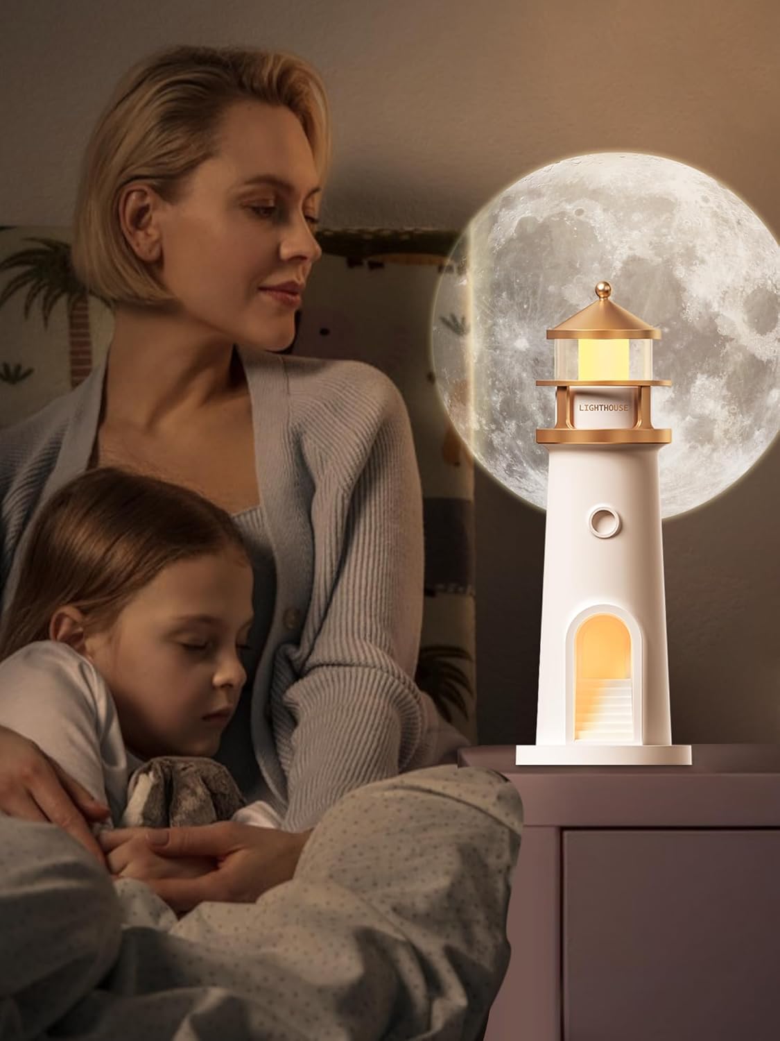 Rechargeable Lighthouse Table Lamp Decor Night Light for Kids, Christmas Birthday Gifts for Kids Boys Girl