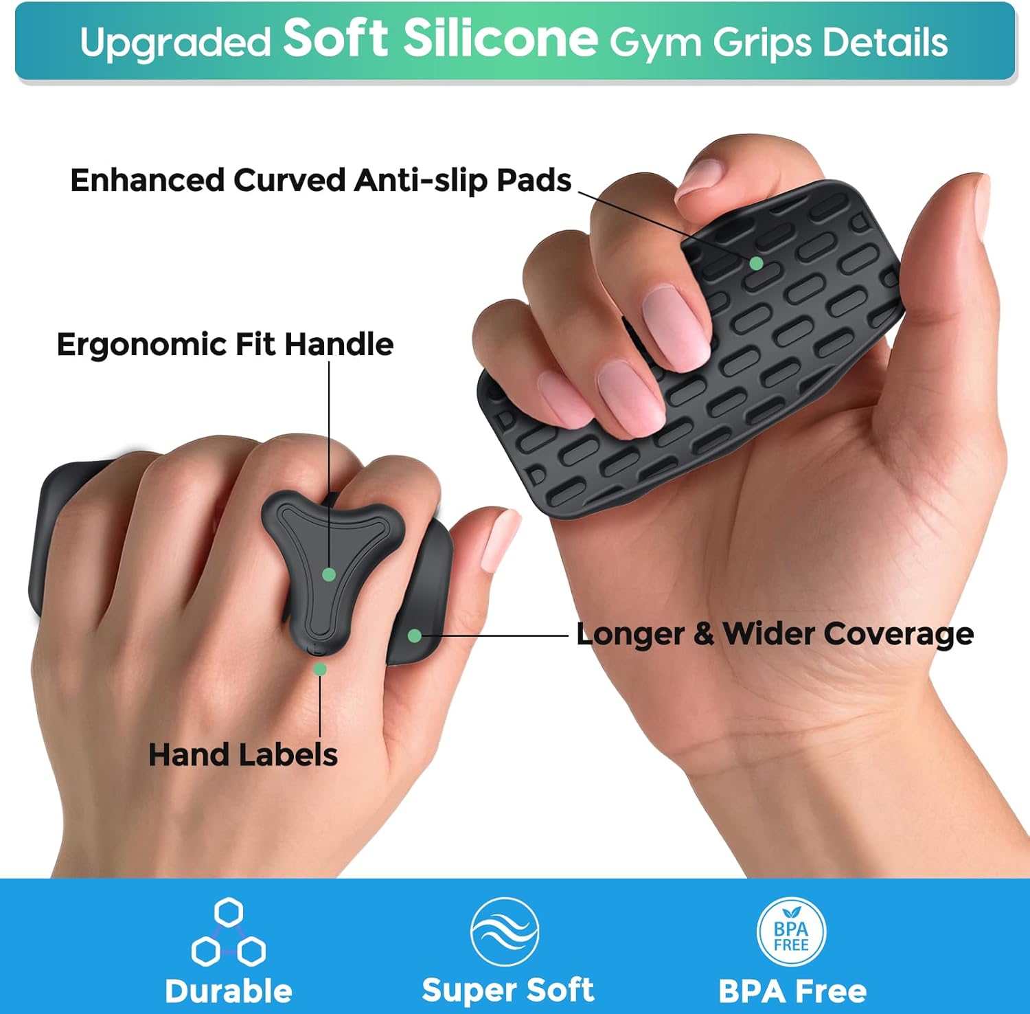 Gym Grips for Weight Lifting: 2025 Soft Silicone Weight Lifting Grips for Men Women, Dumbbell, Barbell, Pull Up, Deadlifts