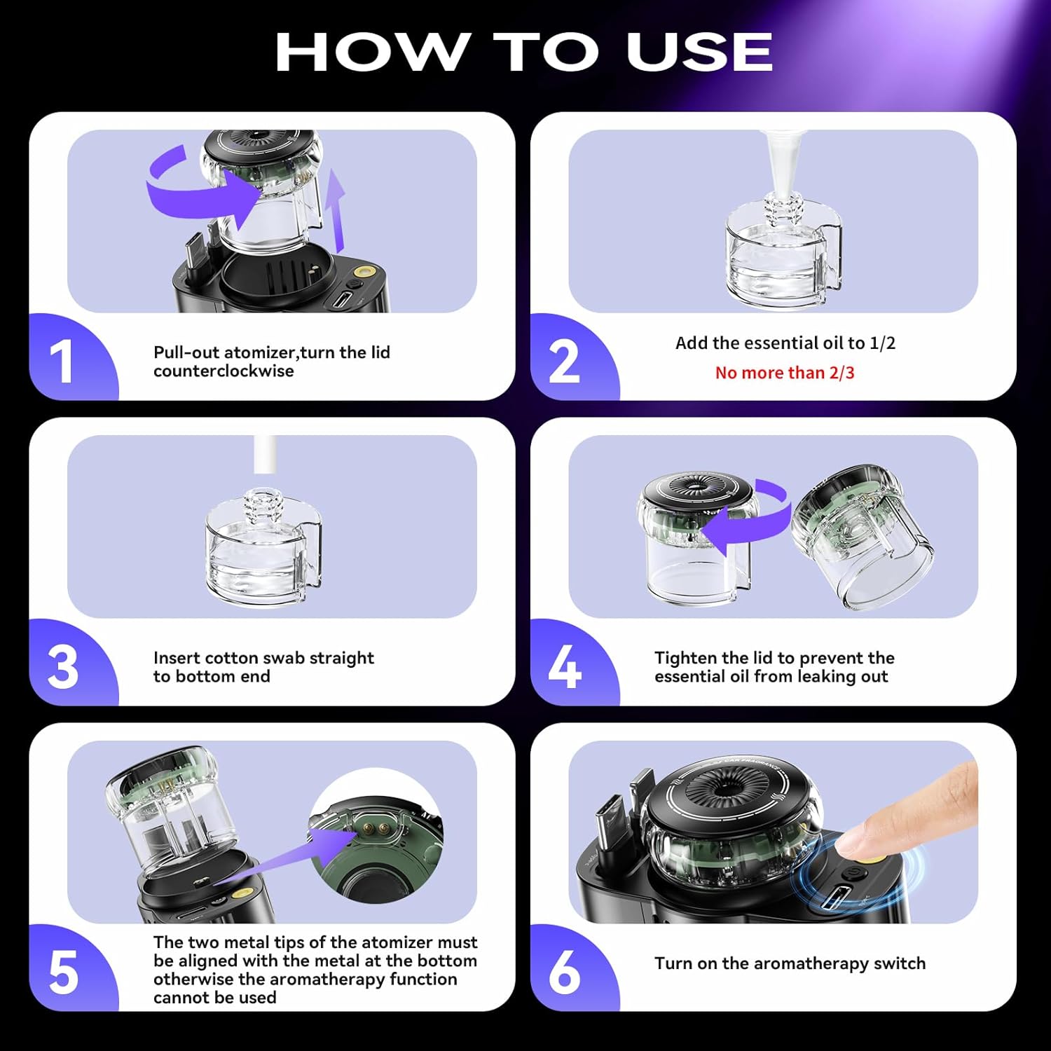 Retractable Car Charger with Starlight and Aromatherapy, 5 in 1 USB C Car Charger Adapter