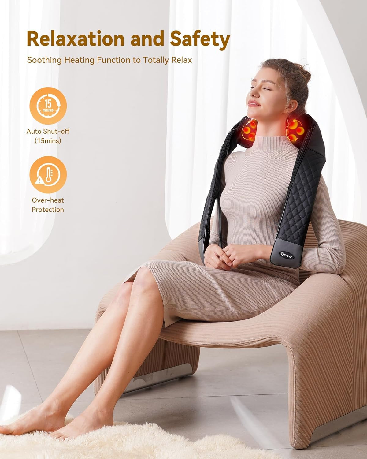 Neck, Back  and Shoulder Massager with Heat, Deep Tissue 4D Kneading Massage Pillow for Shoulder