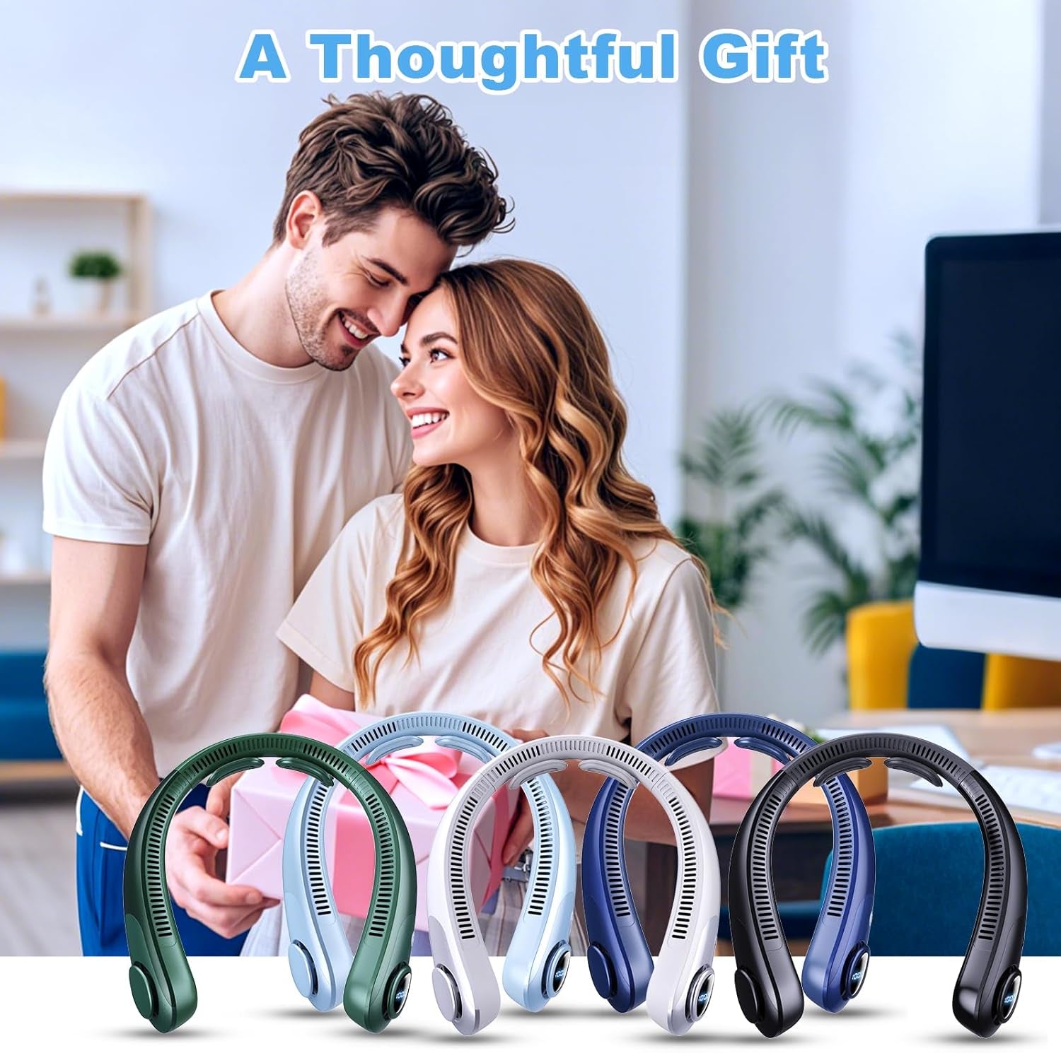 Portable Neck Fan That Blow Cold Air, LED Display, Rechargeable Hands-Free Wearable Cooling Personal Fan
