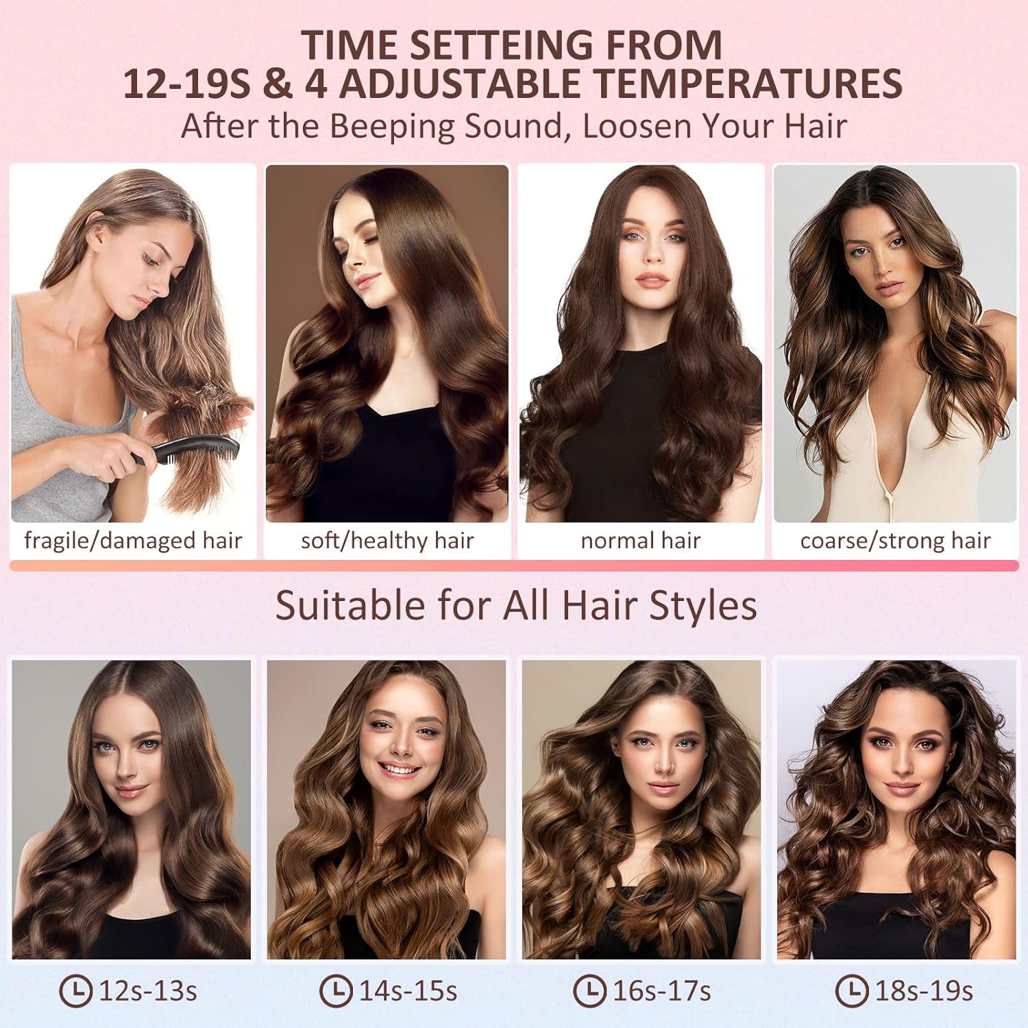 Automatic Curling Iron, Hair Curler 1" Large Slot, 4 Temperature Settings, Fast Heating Easy for Use