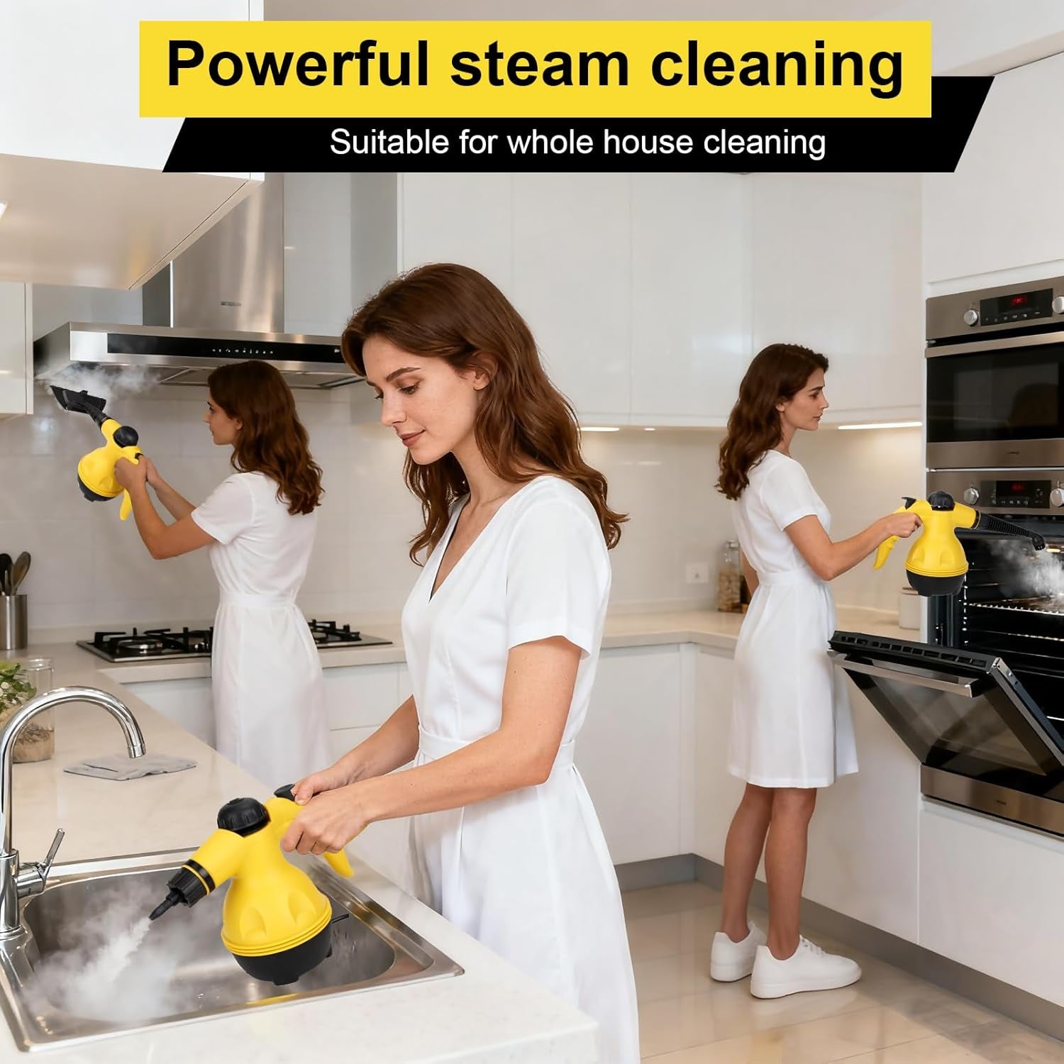 Handheld Steam Cleaner for Home, Powerful Pressurized Steam Cleaner Natural Steamer for Cleaning Car