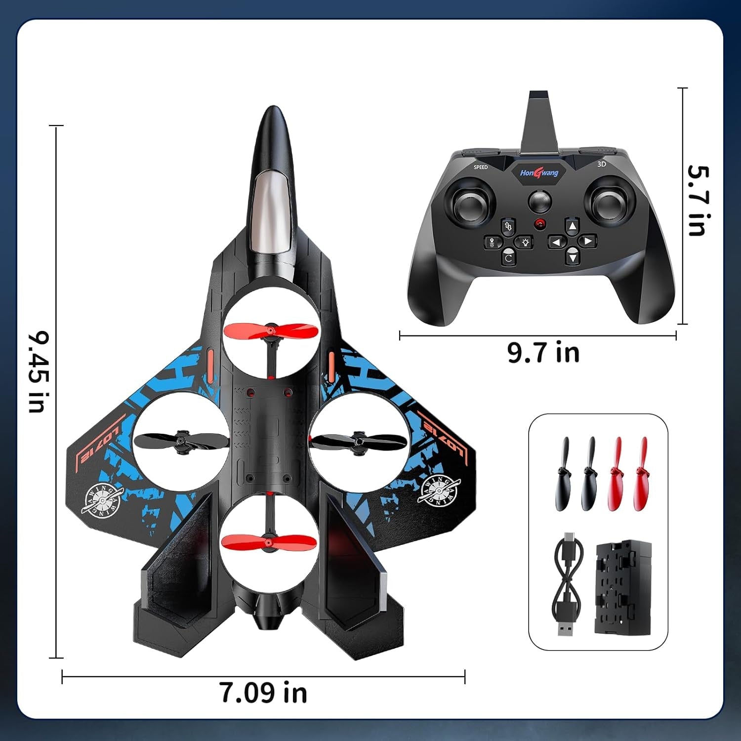 Foam Remote Control Airplane for Kids 8-12, 2.4 Ghz RC Plane with Colorful Lights, 360° Flips & Stunt Roll, 