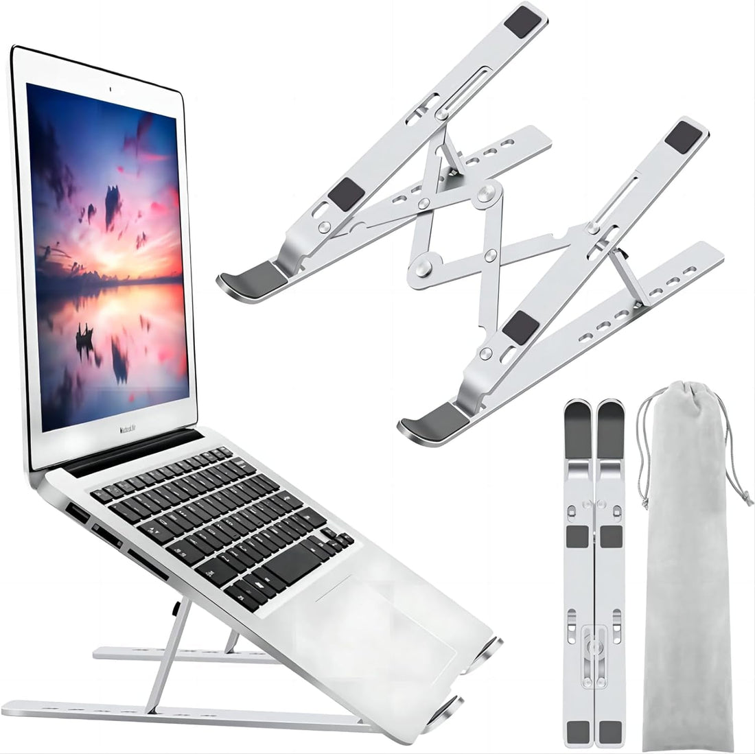 Laptop Stand for Desk, Ergonomic Design Adjustable Aluminum Foldable Portable Computer Stand