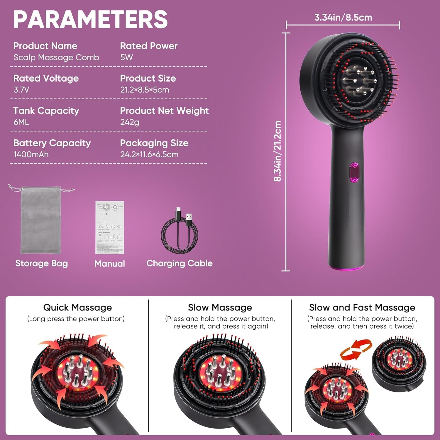 3 in 1 Scalp Massager Hair Growth Hair Oil Applicator, Waterproof Electric Scalp  Head Massager