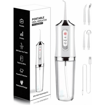 💧 Cordless Water Dental Flosser – 3 Modes, 4 Jet Tips & 230ML Tank