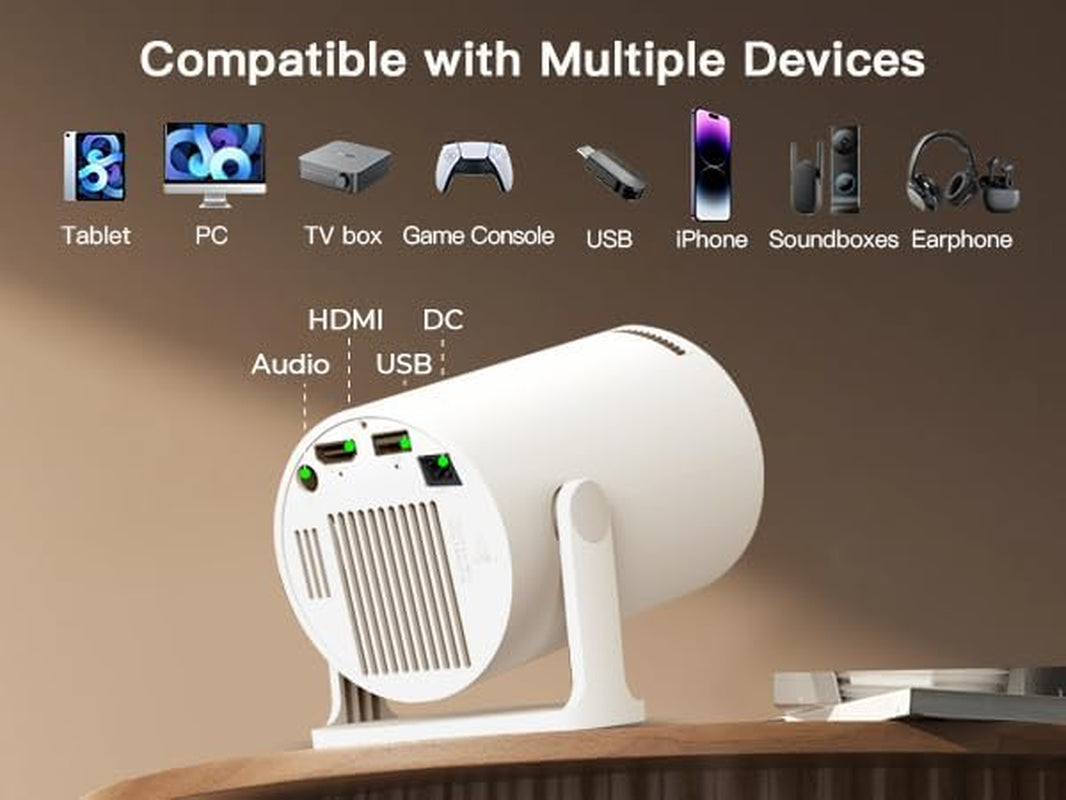 Built-In Apps & 2025 Upgraded Smart Projector with Wi-Fi 6 & Bluetooth 5.4, 1080P 4K Support Full HD