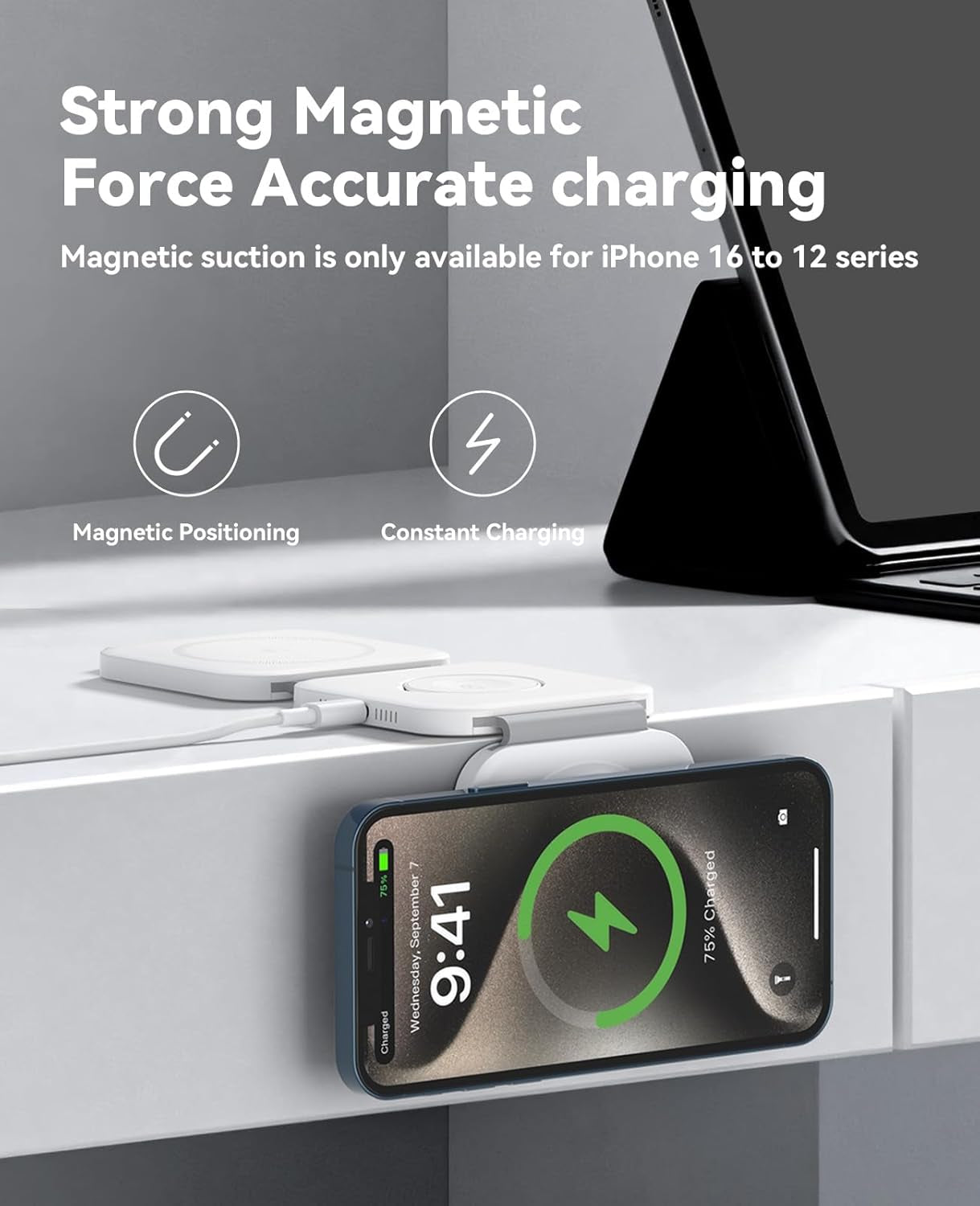 3 in 1 Charging Station for Apple Multiple Devices, Foldable Magnetic Fast Wireless Charger Dock,