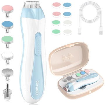 Electric Baby Nail Trimmer ,Usb Charging 15 in 1 Nail Clippers Kit with Dust Cover LED Light,