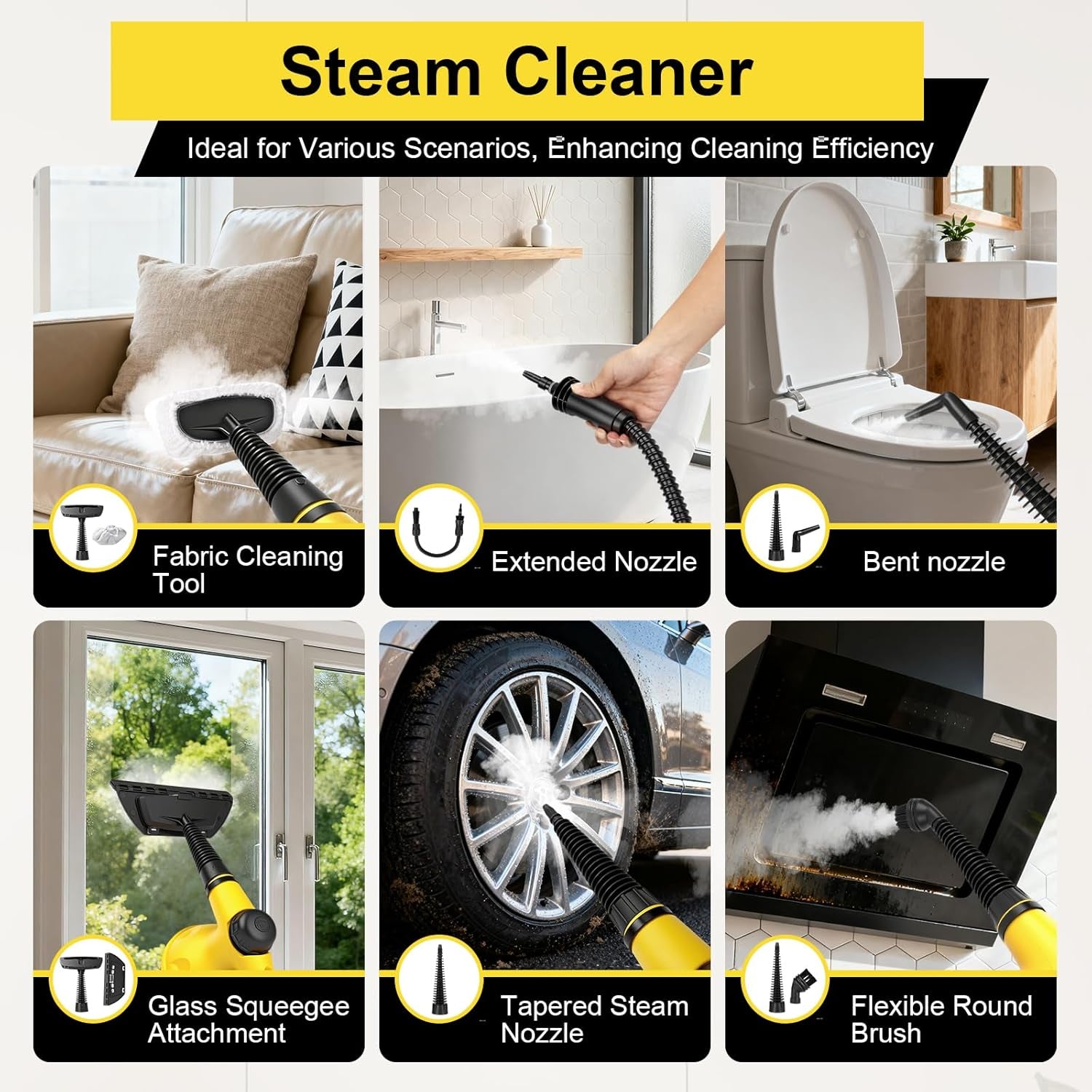 Handheld Steam Cleaner for Home, Powerful Pressurized Steam Cleaner Natural Steamer for Cleaning Car