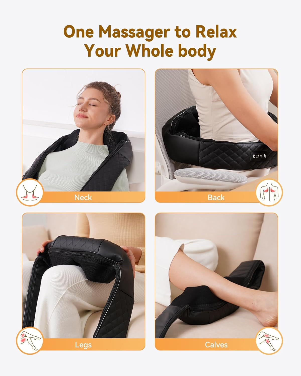 Neck, Back  and Shoulder Massager with Heat, Deep Tissue 4D Kneading Massage Pillow for Shoulder