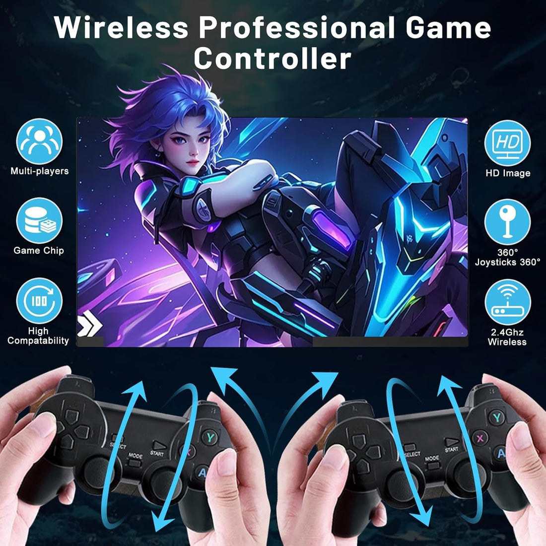 M8 PRO Wireless Game Console - Retro Gaming Consoles with Built in Classic Games, 9 Classic Emulators