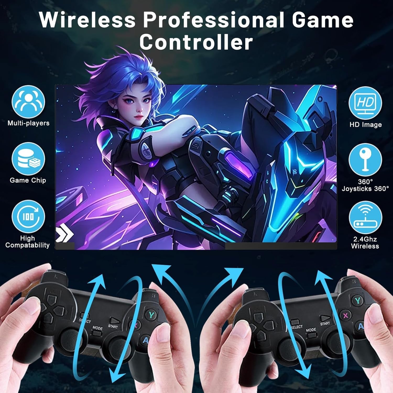 M8 PRO Wireless Game Console - Retro Gaming Consoles with Built in Classic Games, 9 Classic Emulators